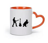 AYUEHBN cerámica Taza de té o café original Estrellas de rock Guitarra Música Concierto Instrumento musical （11oz/320ml） Bonito Naranja