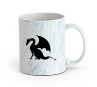 AYUEHBN cerámica Taza de té o café original Fantasía de monstruo de cuento de dragón que escupe fuego （11oz/320ml） Para café, avena, té, fácil de limpiar Azul mármol