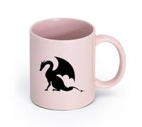 AYUEHBN cerámica Taza de té o café original Fantasía de monstruo de cuento de dragón que escupe fuego （11oz/320ml） Para café, avena, té, fácil de limpiar Rosa