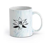 AYUEHBN cerámica Taza de té o café original Hermoso jardín de capullos de flores de loto asiáticas （11oz/320ml） Cappuccino, Latte Macchiato, té, espresso Azul mármol