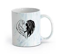 AYUEHBN cerámica Taza de té o café original Hombre Mujer Diablo Mal Romance Ángel Demonio Amor （11oz/320ml） Regalo único de oficina para mujeres y hombres Azul mármol