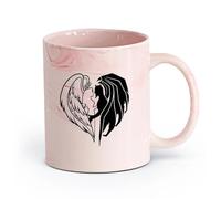 AYUEHBN cerámica Taza de té o café original Hombre Mujer Diablo Mal Romance Ángel Demonio Amor （11oz/320ml） Regalo único de oficina para mujeres y hombres Rosa mármol