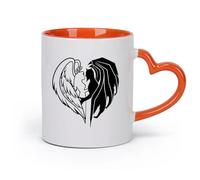 AYUEHBN cerámica Taza de té o café original Hombre Mujer Diablo Mal Romance Ángel Demonio Amor （11oz/320ml） Regalo único de oficina para mujeres y hombres Naranja