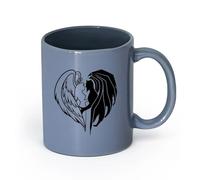AYUEHBN cerámica Taza de té o café original Hombre Mujer Diablo Mal Romance Ángel Demonio Amor （11oz/320ml） Regalo único de oficina para mujeres y hombres Gris azulado
