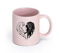AYUEHBN cerámica Taza de té o café original Hombre Mujer Diablo Mal Romance Ángel Demonio Amor （11oz/320ml） Regalo único de oficina para mujeres y hombres Rosa