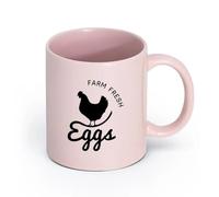 AYUEHBN cerámica Taza de té o café original Huevos de gallina de granja frescos animales aves （11oz/320ml） Oficina, hogar, cafetería, apto para lavavajillas y microondas Rosa