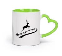 AYUEHBN cerámica Taza de té o café original Inscripción Ciervo Animal Palabras Nunca Te Rindas （11oz/320ml） Café, té, latte, leche, cacao, zumo y otras bebidas calientes Verde