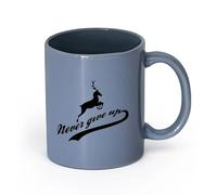 AYUEHBN cerámica Taza de té o café original Inscripción Ciervo Animal Palabras Nunca Te Rindas （11oz/320ml） Café, té, latte, leche, cacao, zumo y otras bebidas calientes Gris azulado