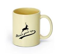 AYUEHBN cerámica Taza de té o café original Inscripción Ciervo Animal Palabras Nunca Te Rindas （11oz/320ml） Café, té, latte, leche, cacao, zumo y otras bebidas calientes Beige