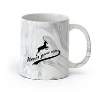 AYUEHBN cerámica Taza de té o café original Inscripción Ciervo Animal Palabras Nunca Te Rindas （11oz/320ml） Café, té, latte, leche, cacao, zumo y otras bebidas calientes Negro mármol