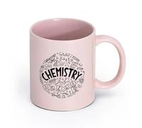 AYUEHBN cerámica Taza de té o café original Letras Química Educación Ciencia Molécula Escuela （11oz/320ml） Taza de cerámica para capuchino, té, leche Rosa