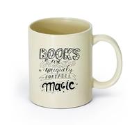 AYUEHBN cerámica Taza de té o café original Libros Únicamente portátiles Cita de la biblioteca mágica （11oz/320ml） Ideal para usar en casa y la oficina Amarillo claro