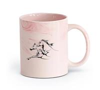AYUEHBN cerámica Taza de té o café original Resumen Caballos al galope Casa Animal doméstico （11oz/320ml） Elegante y duradero: apto para microondas y lavavajillas Rosa mármol