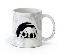 AYUEHBN cerámica Taza de té o café original Resumen Hermoso Caballo Chica Animales Corazón Amor （11oz/320ml） Tazas de cerámica para el hogar o el trabajo Negro mármol