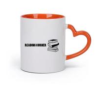 AYUEHBN cerámica Taza de té o café original Rincón de lectura Biblioteca Amante de los libros （11oz/320ml） Ideal para el hogar, la oficina, cafeterías, ideas de regalo Naranja