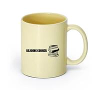 AYUEHBN cerámica Taza de té o café original Rincón de lectura Biblioteca Amante de los libros （11oz/320ml） Ideal para el hogar, la oficina, cafeterías, ideas de regalo Beige