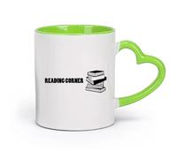 AYUEHBN cerámica Taza de té o café original Rincón de lectura Biblioteca Amante de los libros （11oz/320ml） Ideal para el hogar, la oficina, cafeterías, ideas de regalo Verde