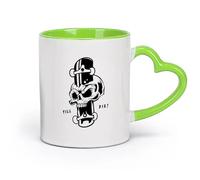 AYUEHBN cerámica Taza de té o café original Tablas de esqueleto hasta morir Calavera de skate （11oz/320ml） Tazas de cerámica para el hogar o el trabajo Verde