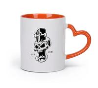 AYUEHBN cerámica Taza de té o café original Tablas de esqueleto hasta morir Calavera de skate （11oz/320ml） Tazas de cerámica para el hogar o el trabajo Naranja