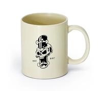 AYUEHBN cerámica Taza de té o café original Tablas de esqueleto hasta morir Calavera de skate （11oz/320ml） Tazas de cerámica para el hogar o el trabajo Amarillo claro