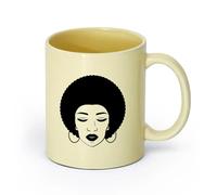 AYUEHBN cerámica Taza de té Peinado de cara de mujer africana, labios de niña, salón de belleza （11oz/320ml） Ideal para el hogar, la oficina, cafeterías, ideas de regalo Beige