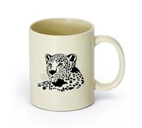 AYUEHBN cerámica Taza de Té y Café Genial Animal salvaje depredador leopardo gran felino pantera （11oz/320ml） Café, té, latte, leche, cacao, zumo y otras bebidas calientes Amarillo claro