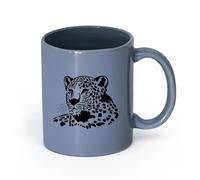 AYUEHBN cerámica Taza de Té y Café Genial Animal salvaje depredador leopardo gran felino pantera （11oz/320ml） Café, té, latte, leche, cacao, zumo y otras bebidas calientes Gris azulado