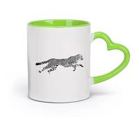 AYUEHBN cerámica Taza de Té y Café Genial Guepardo Animal salvaje Depredador Leopardo Gran felino （11oz/320ml） Ideal para el hogar, la oficina, cafeterías, ideas de regalo Verde