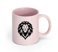 AYUEHBN cerámica Taza de Té y Café Genial Logotipo de cabeza de león, animal salvaje africano （11oz/320ml） Elegante y duradero: apto para microondas y lavavajillas Rosa