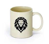 AYUEHBN cerámica Taza de Té y Café Genial Logotipo de cabeza de león, animal salvaje africano （11oz/320ml） Elegante y duradero: apto para microondas y lavavajillas Amarillo claro
