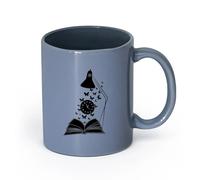 AYUEHBN cerámica Taza de Té y Café Genial Mente Abierta Libre Lectura de Libros Abiertos Mariposas （11oz/320ml） Cappuccino, Latte Macchiato, té, espresso Gris azulado