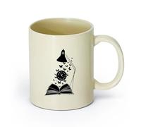 AYUEHBN cerámica Taza de Té y Café Genial Mente Abierta Libre Lectura de Libros Abiertos Mariposas （11oz/320ml） Cappuccino, Latte Macchiato, té, espresso Amarillo claro