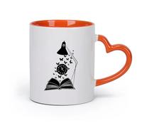 AYUEHBN cerámica Taza de Té y Café Genial Mente Abierta Libre Lectura de Libros Abiertos Mariposas （11oz/320ml） Cappuccino, Latte Macchiato, té, espresso Naranja