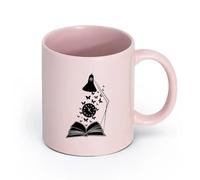 AYUEHBN cerámica Taza de Té y Café Genial Mente Abierta Libre Lectura de Libros Abiertos Mariposas （11oz/320ml） Cappuccino, Latte Macchiato, té, espresso Rosa