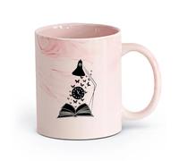 AYUEHBN cerámica Taza de Té y Café Genial Mente Abierta Libre Lectura de Libros Abiertos Mariposas （11oz/320ml） Cappuccino, Latte Macchiato, té, espresso Rosa mármol