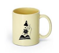 AYUEHBN cerámica Taza de Té y Café Genial Mente Abierta Libre Lectura de Libros Abiertos Mariposas （11oz/320ml） Cappuccino, Latte Macchiato, té, espresso Beige