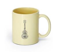 AYUEHBN cerámica Taza de Té y Café Genial Notas del instrumento musical de guitarra Clave de sol Música （11oz/320ml） Para té, café, infusión caliente Beige