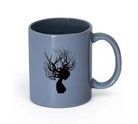 AYUEHBN cerámica Taza de Té y Café Genial Peinado de chica estilo gótico con ramas de árbol （11oz/320ml） Apto para lavavajillas y microondas, para la oficina y el hogar Gris azulado