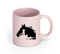 AYUEHBN cerámica Taza de Té y Café Genial Silueta de cabeza de caballo atractiva para chicas （11oz/320ml） Oficina, hogar, cafetería, apto para lavavajillas y microondas Rosa