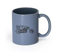 AYUEHBN cerámica Taza, Taza de Café/Té Bicicleta Motociclista Velocidad Libertad Diablo Metal Inicio （11oz/320ml） Para té, café, infusión caliente Gris azulado