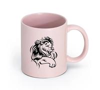 AYUEHBN cerámica Taza, Taza de Café/Té Dibujos animados divertidos león sonrisa niño animal （11oz/320ml） para amantes del café, mejores amigos del trabajo, compañeros de trabajo y amigos Rosa