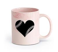 AYUEHBN cerámica Taza, Taza de Café/Té Fanático de los deportes con corazón de pelota de béisbol （11oz/320ml） Café, té, latte, leche, cacao, zumo y otras bebidas calientes Rosa mármol