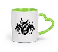 AYUEHBN cerámica Taza, Taza de Café/Té Guardia de seguridad del garaje con perro con cabeza de dóberman （11oz/320ml） Para té, café y bebidas calientes Verde