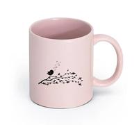 AYUEHBN cerámica Taza, Taza de Café/Té Rama de árbol de dibujos animados con flores y pájaro cantor （11oz/320ml） Para té, chocolate caliente Rosa