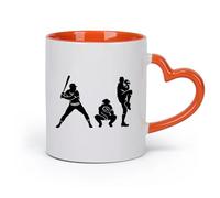 AYUEHBN cerámica Taza, Taza de Café/Té Sala de jugadores de equipos deportivos de béisbol para niños （11oz/320ml） Apto para lavavajillas y microondas Naranja