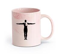 AYUEHBN cerámica Taza, Taza de Café/Té Símbolo de armonía y equilibrio de la filosofía zen Yin Yang （11oz/320ml） Regalo para hombre o mujer Rosa mármol