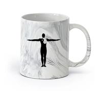 AYUEHBN cerámica Taza, Taza de Café/Té Símbolo de armonía y equilibrio de la filosofía zen Yin Yang （11oz/320ml） Regalo para hombre o mujer Negro mármol