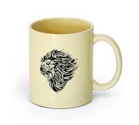 AYUEHBN cerámica Tazas blancas Cabeza de animal salvaje africano peligroso y aterrador rugido de león （11oz/320ml） Bebidas calientes, espresso Beige