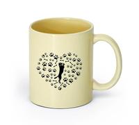 AYUEHBN cerámica Tazas blancas Perro de pie sobre sus patas traseras con forma de corazón y huellas de patas （11oz/320ml） Para cafetería o regalo Beige