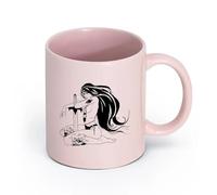 AYUEHBN cerámica Tazas con Asas Cómodas Chica guerrera con espada, atractivo sexual, cuerpo （11oz/320ml） para amantes del café, mejores amigos del trabajo, compañeros de trabajo y amigos Rosa